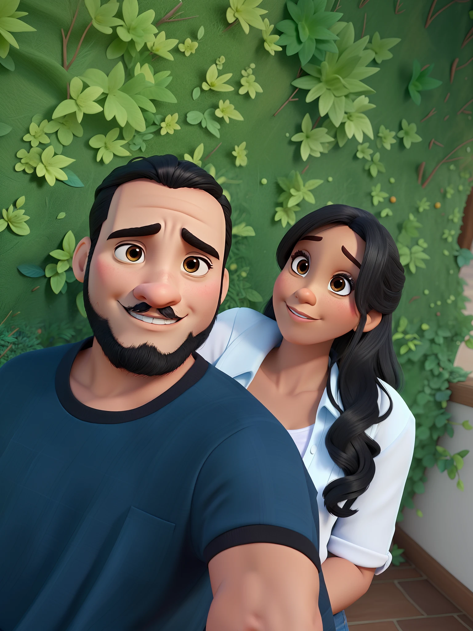 Casal estilo Disney pixar, alta qualidade, ambos na cor negra, face close to the current reality