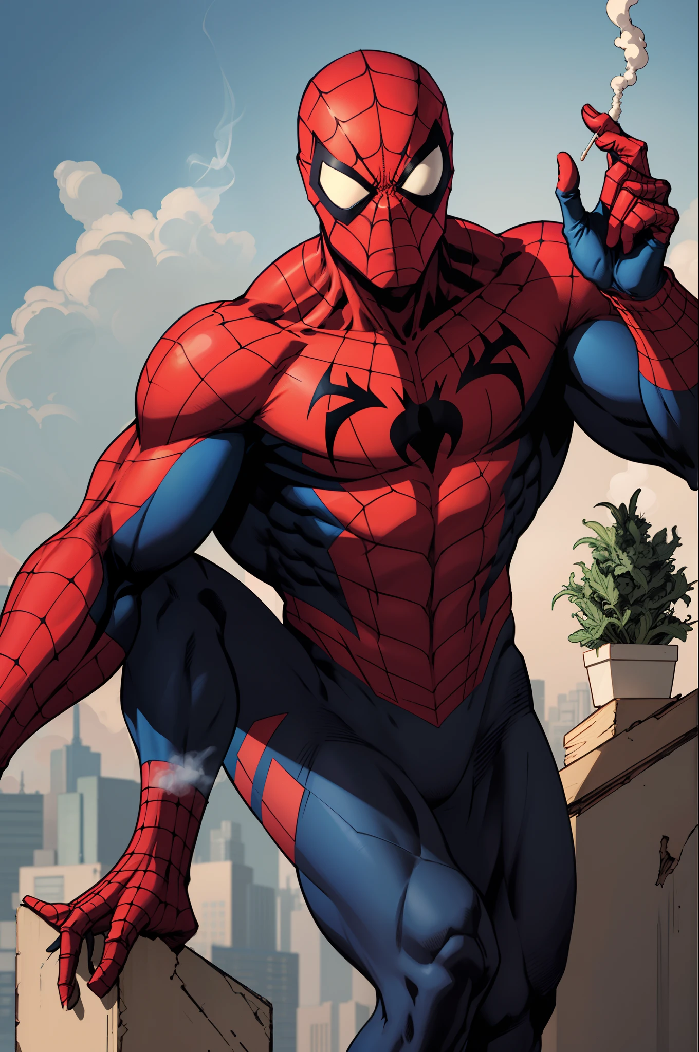 Homem aranha fumando maconha