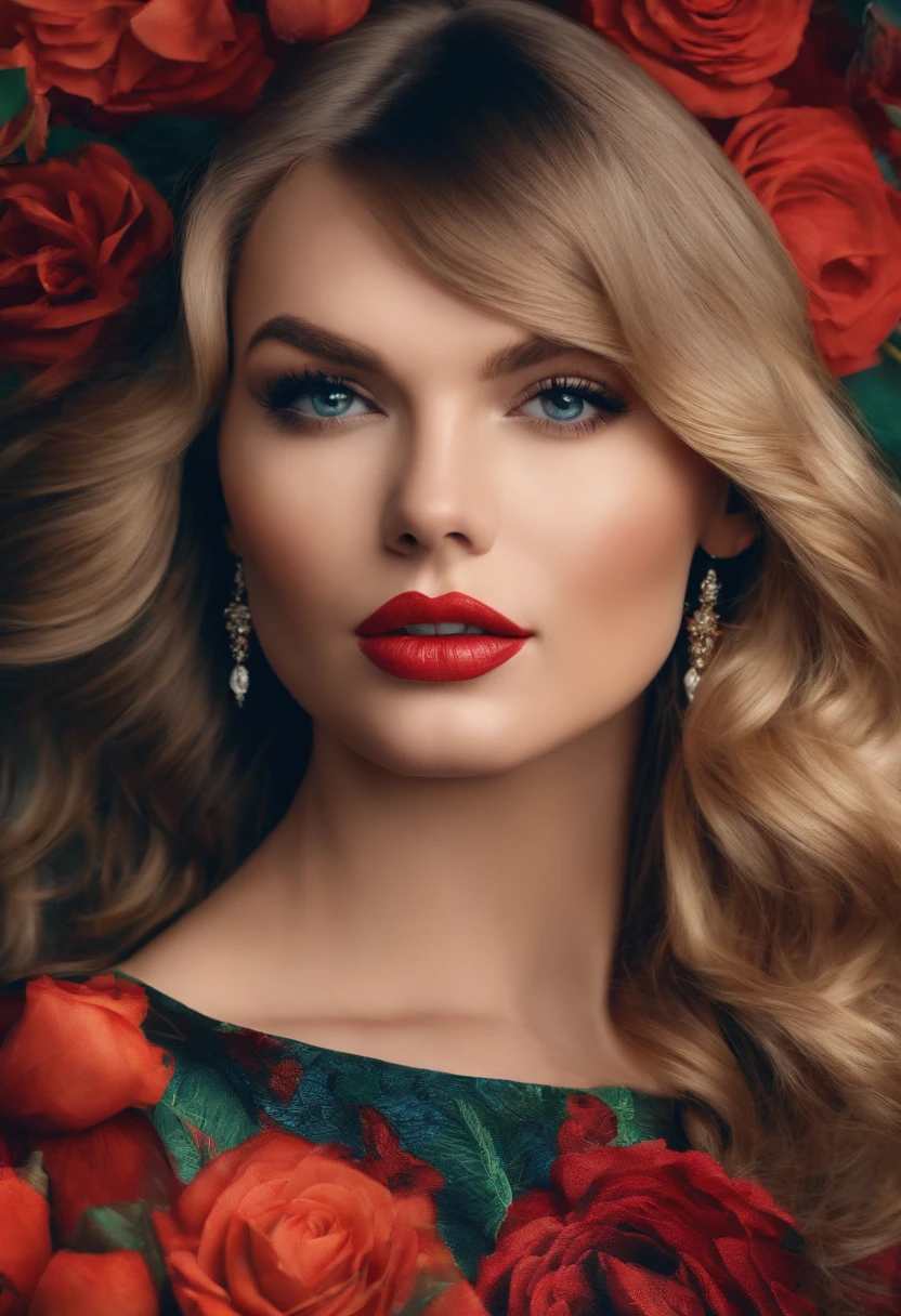 A potrait of a lady whose face is mix of Taylor Swift and Kendell jenner