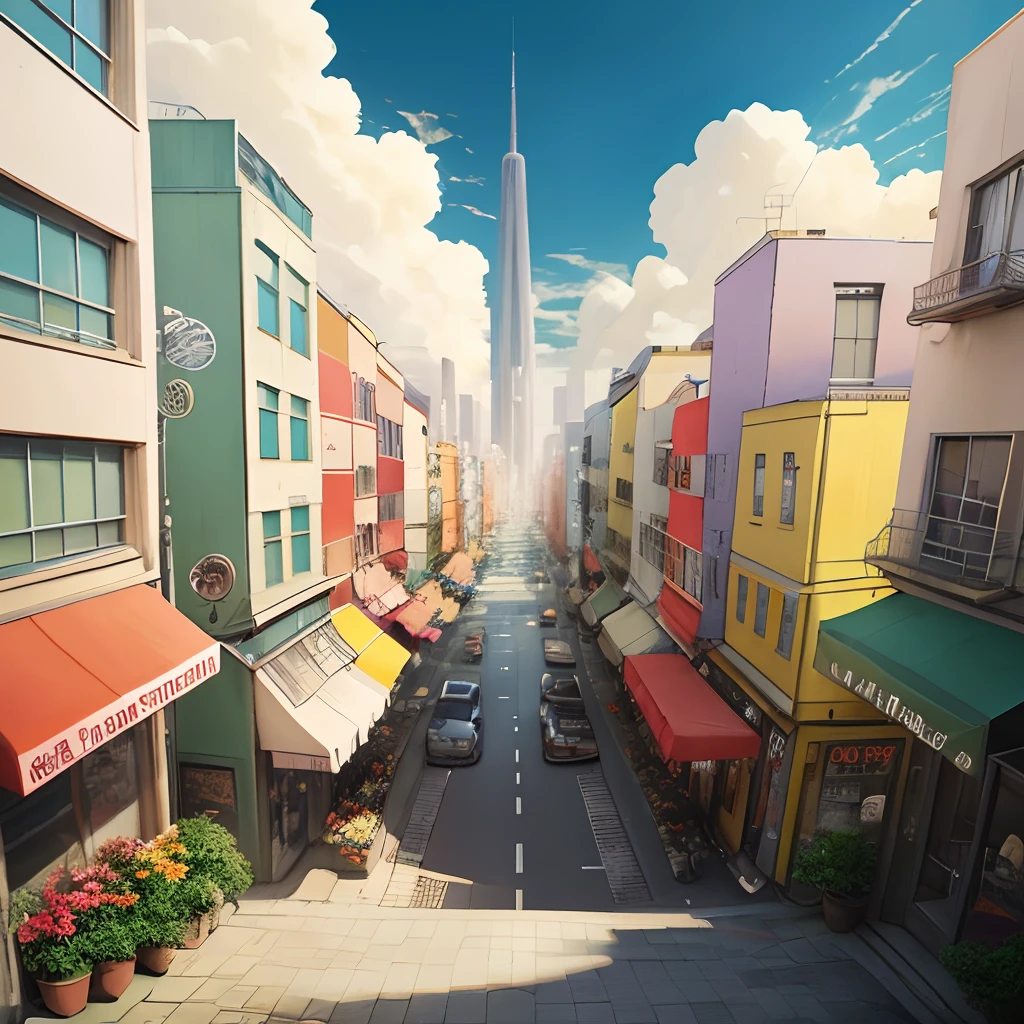 Generate a album cover anime city