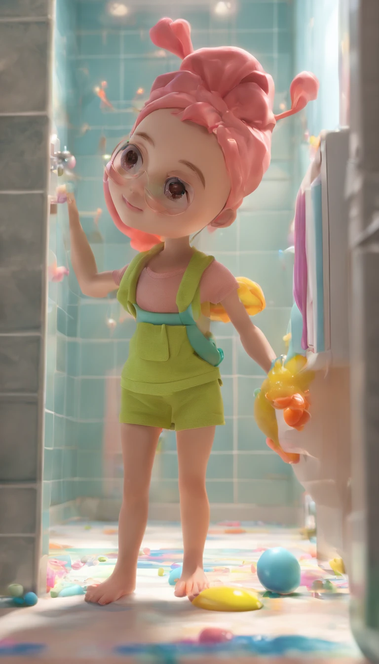 Super cute 10-year-old Lori squatted in the misty bathroom with her legs open and ovulated,Get wet with a shower,The transparent bath towel draped dissolves and slides open,Eggs are emerging from underneath the body with slime,Eggs with mucus are piled up underneath,Full body appearance