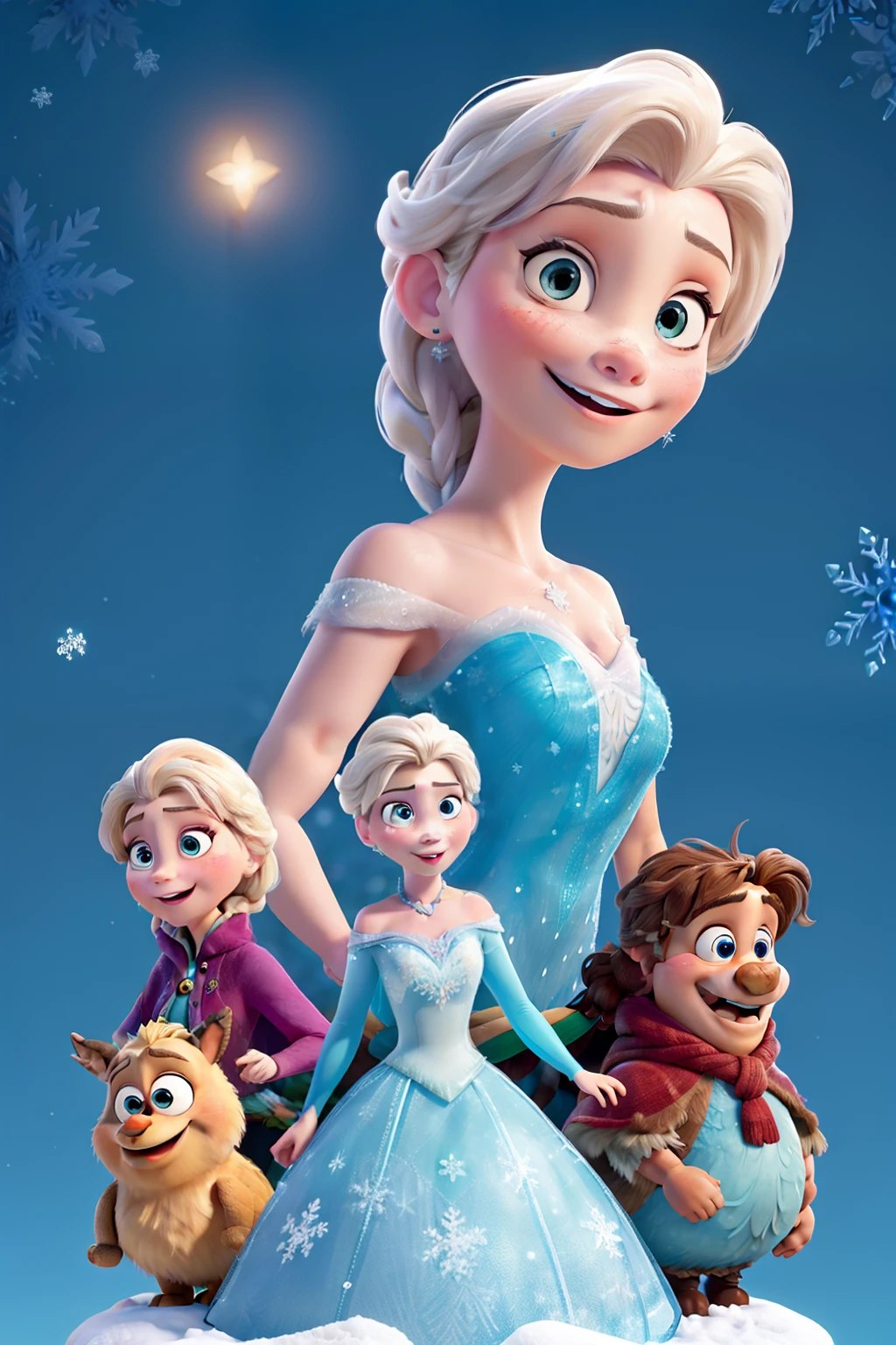 Um cartaz do filme frozen 3 da disney com a frozen com os novos poderes e a ana governando ariendel