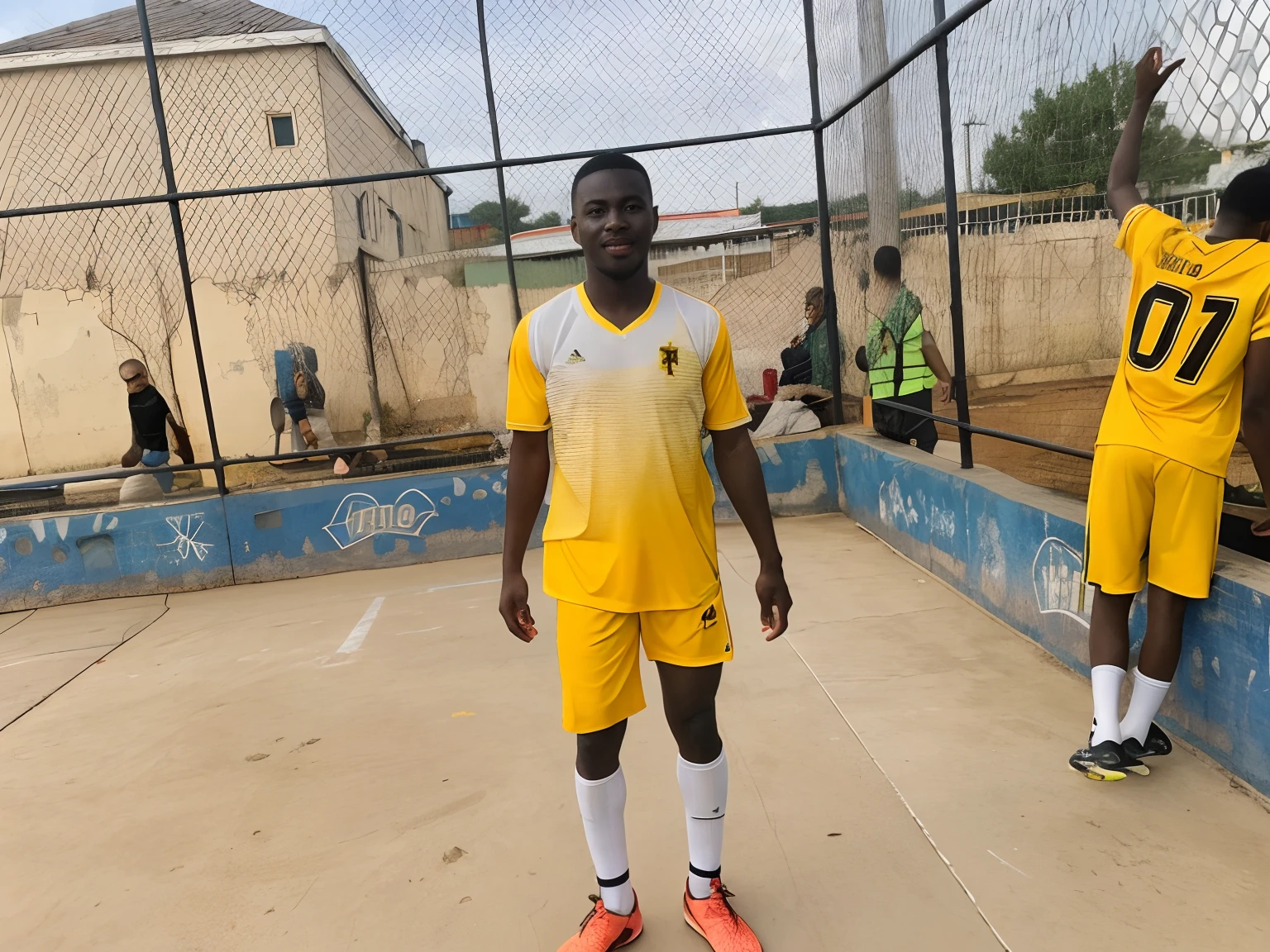 There's a man standing on a football field in a yellow shirt, album photo, vestindo uniforme de futebol escolar, editing, Eduardo Buba, foto de perfil, Fotografia tirada em 2 0 2 0, Godwin Akpan, parecendo feliz, Jorge Pemba, fundo transparente, 🤬 🤮 💕 🎀, trending dribble, Mohamed Chahin