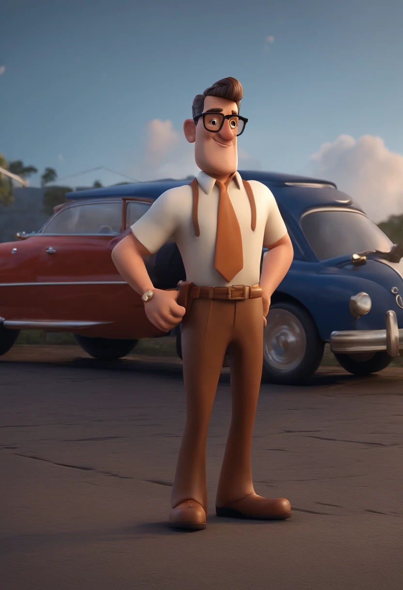 Cartoon character of a man with black glasses and a blue shirt, animation character, Caractere estilizado, animation style rendering, 3D estilizado, Arnold Maya render, 3 d render stylized, toon render keyshot, Personagem 3D, Personagem 3D, 3d rendering stylized, 3 d character render, personagem de desenho animado, Personagem de close up, Pose de personagem, (Estilo Pixar) (master part:1.2) (Bokeh) (best quality) (pele detalhada) (textura detalhada) (8k) (argila) (Cinematic lighting) (foco nítido