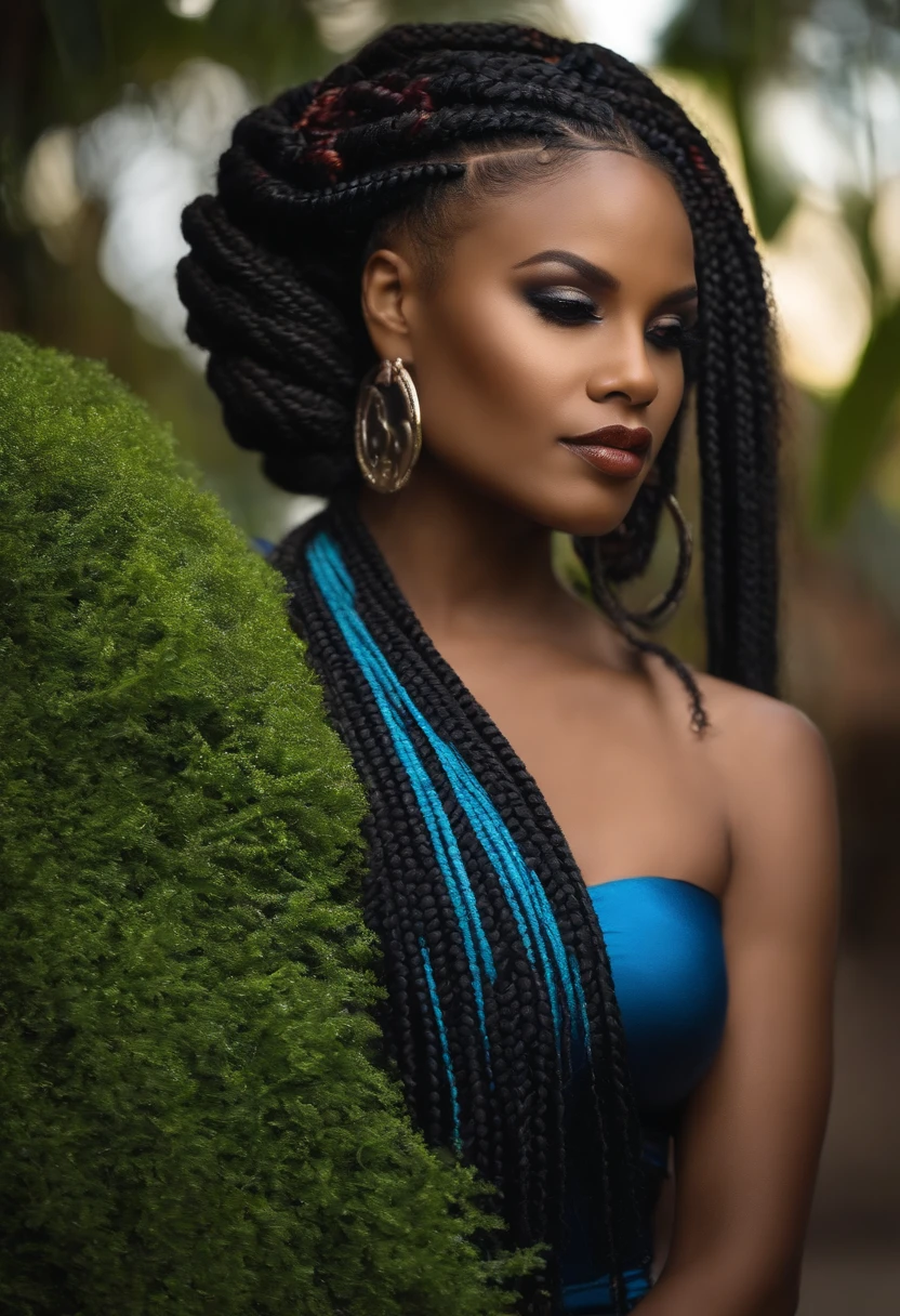 Mulher negra 29 anos, cabelo goddes braids