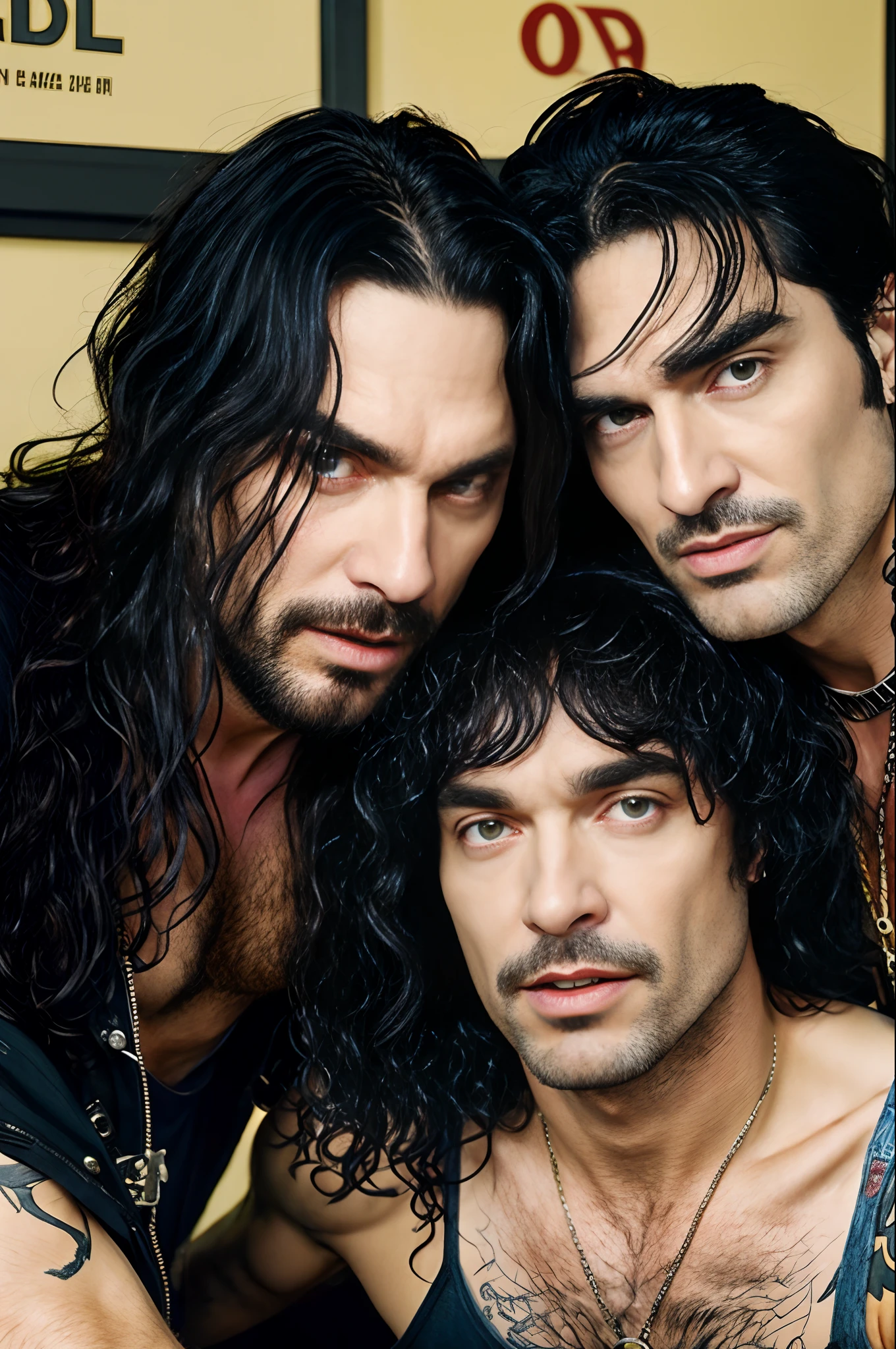 nude , naked ,penis , glans , full length shot , huge bulge , sexy , eroticism , dynamic pose , 3 boys shooting porn magazine cover , 3 handsome boys close together