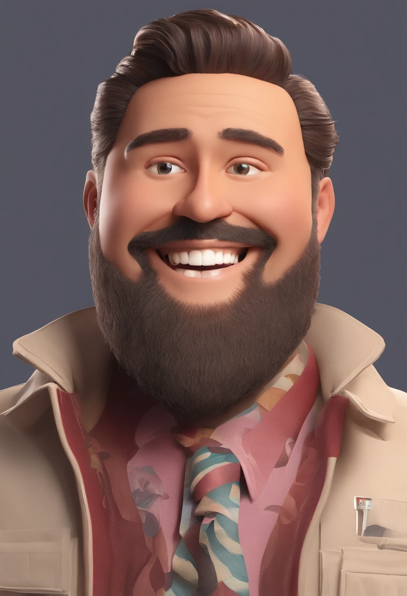 Smiling Man Illustration, sorriso insano, Homem de pele marrom com um sorriso gigante, happily smiling at the camera, sorriso atrevido, he's smiling, sorriso muito grande, Macho sorridente, foto de perfil headshot, rindo sorriso enorme, desenhando no estilo de Arte 3D, c4d, fundo de cor branco puro, estilo disney, estilo pixar render ilustracao Super Detalhe, 8k