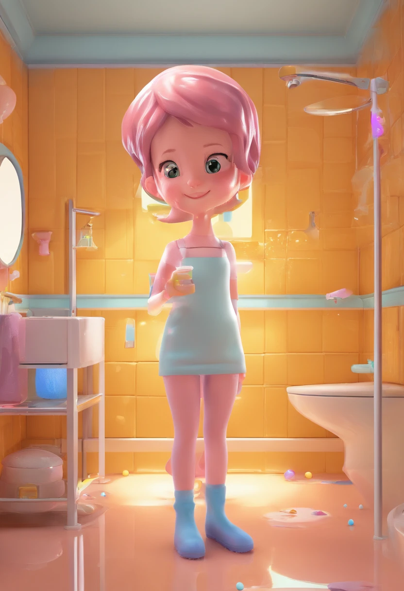 Super cute 10-year-old Lori squatted in the misty bathroom with her legs open and egging,Get wet with a shower,?????,The eggs are coming out of the slime with it,Eggs with mucus are piled up underneath,Full body appearance