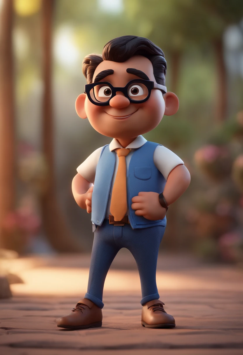 Cartoon character of a man with black glasses and a blue shirt, animation character, Caractere estilizado, animation style rendering, 3D estilizado, Arnold Maya render, 3 d render stylized, toon render keyshot, Personagem 3D, Personagem 3D, 3d rendering stylized, 3 d character render, personagem de desenho animado, Personagem de close up, Pose de personagem, (Estilo Pixar) (master part:1.2) (Bokeh) (best quality) (pele detalhada) (textura detalhada) (8k) (argila) (Cinematic lighting) (foco nítido