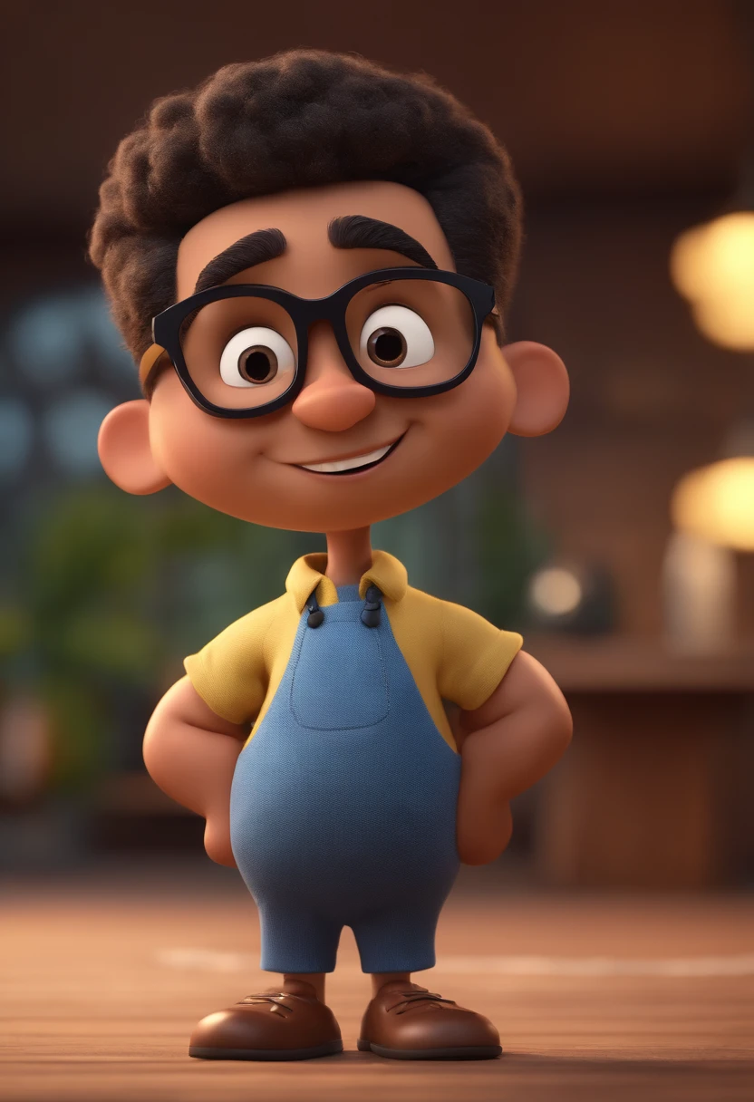 Cartoon character of a man with black glasses and a blue shirt, animation character, Caractere estilizado, animation style rendering, 3D estilizado, Arnold Maya render, 3 d render stylized, toon render keyshot, Personagem 3D, Personagem 3D, 3d rendering stylized, 3 d character render, personagem de desenho animado, Personagem de close up, Pose de personagem, (Estilo Pixar) (master part:1.2) (Bokeh) (best quality) (pele detalhada) (textura detalhada) (8k) (argila) (Cinematic lighting) (foco nítido