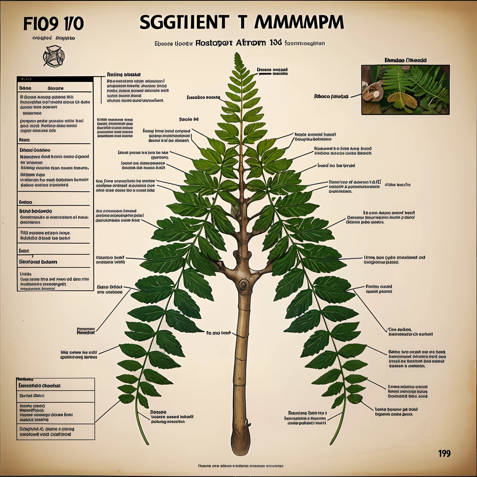 Create an image of the fern anatomy diagram, must contain the colors #2F4F4F and #191970