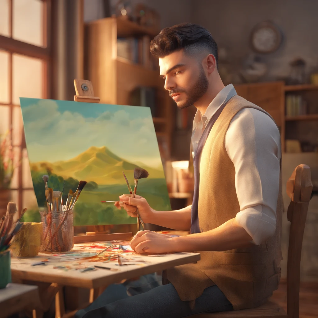 Mauricio, a young man who is painting a picture