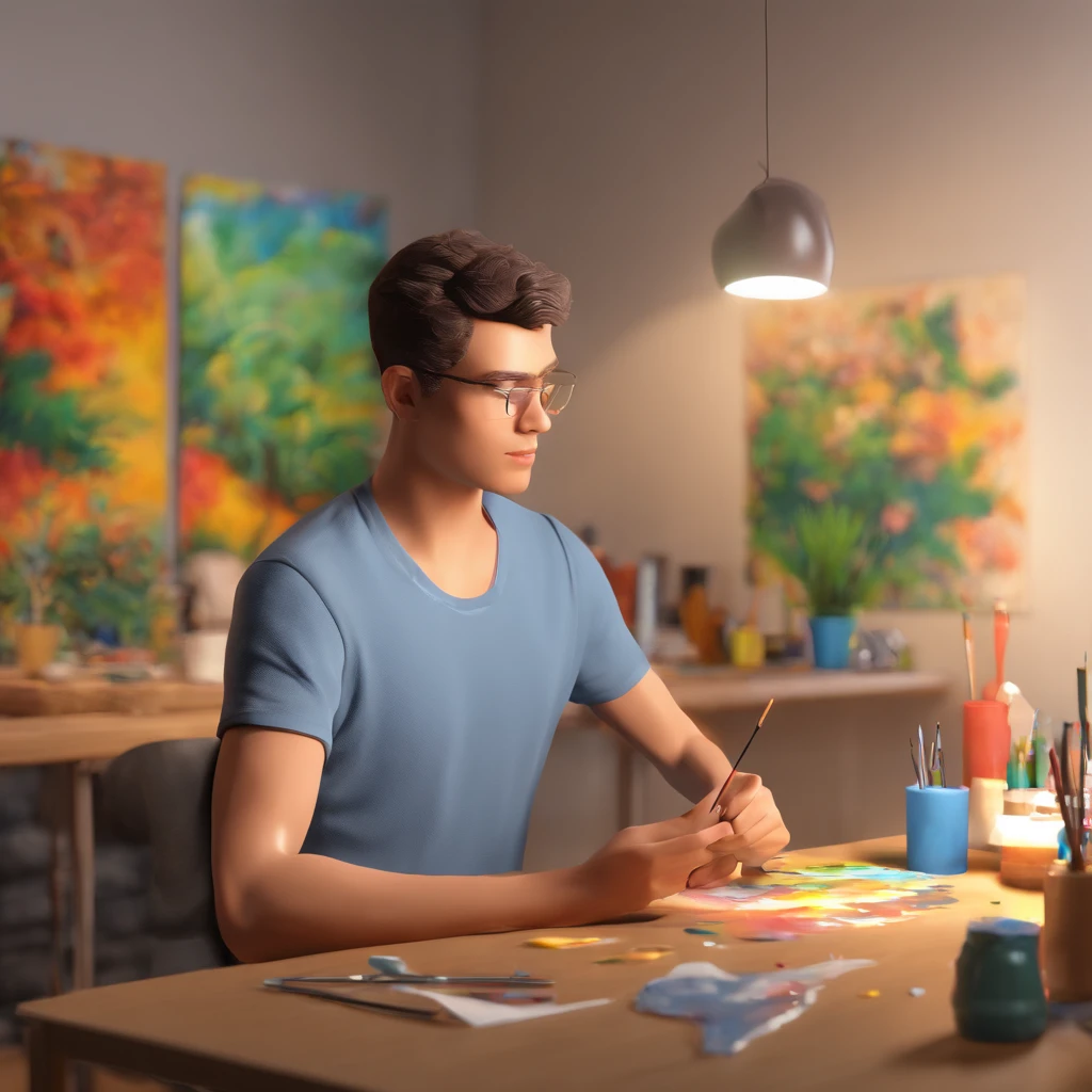 Mauricio, a young man who is painting a picture
