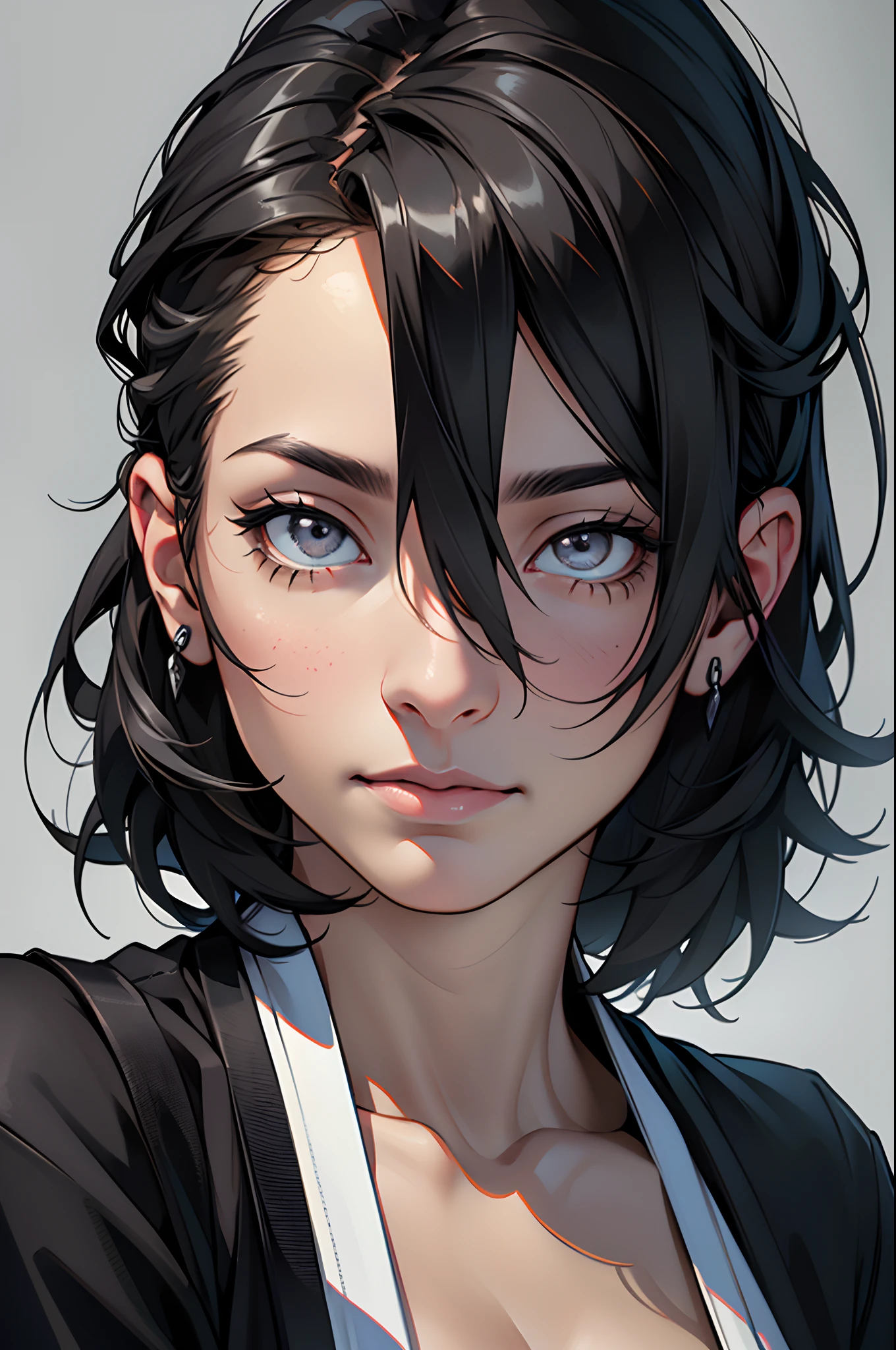 (masterpiece, best quality:1.2), noodle (gorillaz), black hair, 1girl, streaked hair, black eyes, multicolored hair, bangs, parted lips, breasts, small breasts, bob cut, (((3x3frames))), series of images of sex, simple background,masterpiece, best quality, absurdres, highres, 4k, ray tracing, perfect face, perfect eyes, intricate details, highly detailed,