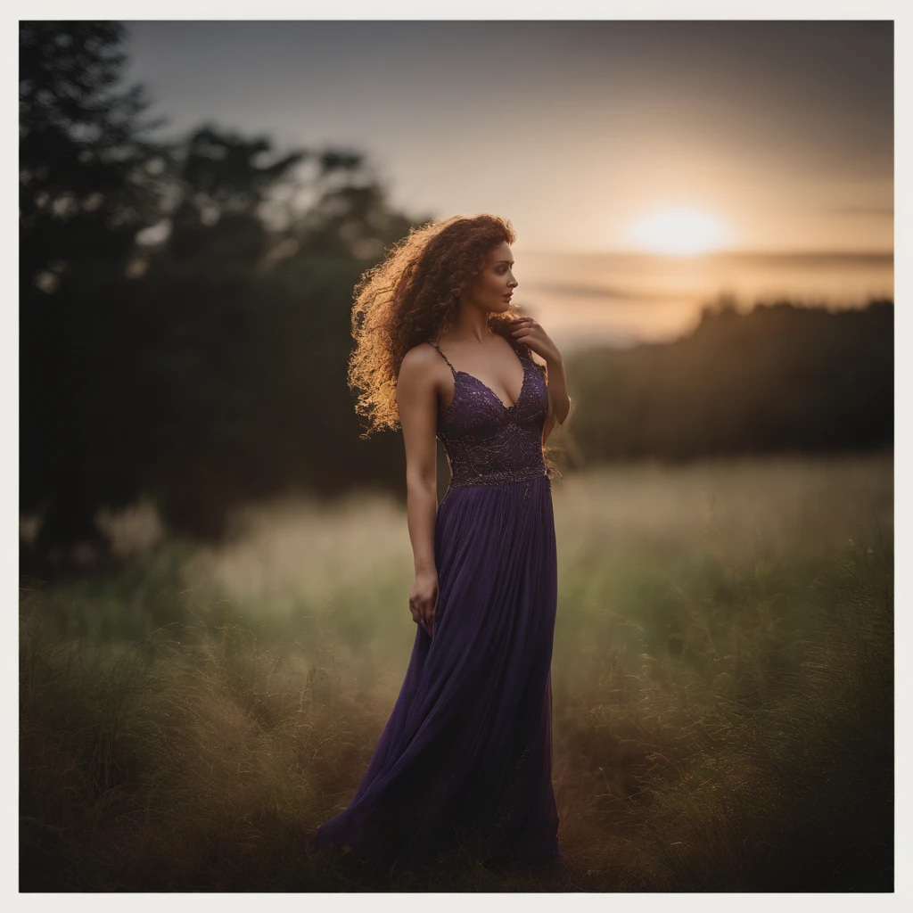 (best quality,4k,8k,highres,masterpiece:1.2),ultra-detailed,(realistic,photorealistic,photo-realistic:1.37),female silhouette dancing,forest at dusk, purple hues, orange hues, mysterious atmosphere, ethereal, enchanting, graceful movements, flowing dress, soft light, evening sunlight filtering through trees, magical ambiance, tranquility