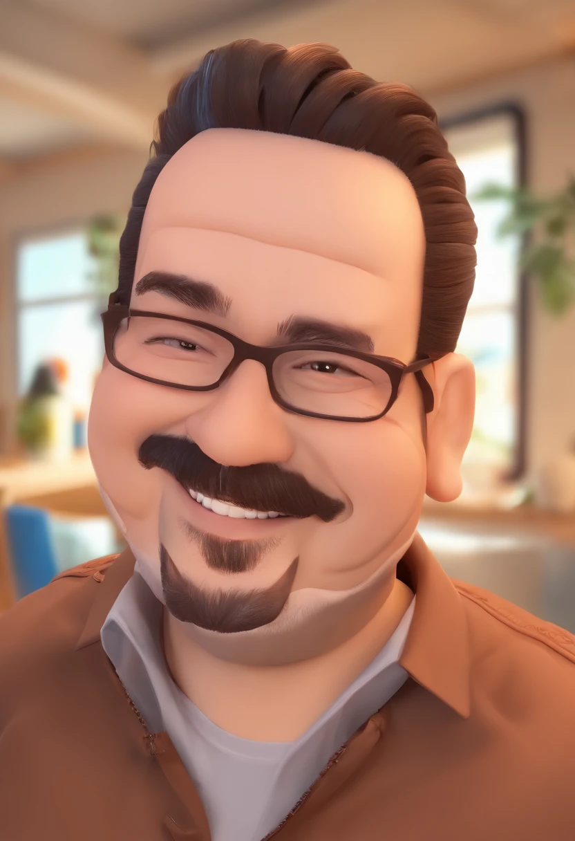Smiling Man Illustration, sorriso insano, Homem de pele marrom com um sorriso gigante, happily smiling at the camera, sorriso atrevido, he's smiling, sorriso muito grande, Macho sorridente, foto de perfil headshot, rindo sorriso enorme, desenhando no estilo de Arte 3D, c4d, fundo de cor branco puro, estilo disney, estilo pixar render ilustracao Super Detalhe, 8k