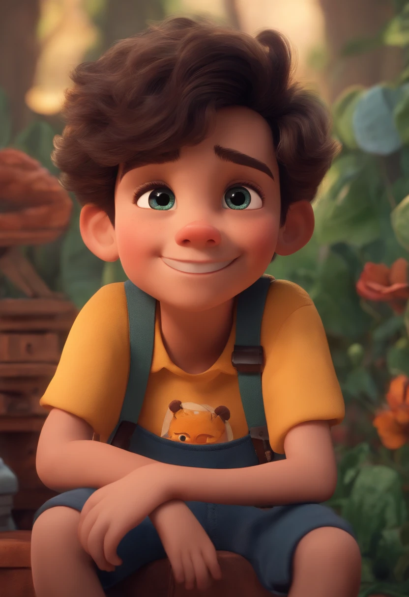 Image of a boy for a story in a YouTube video in Pixar format, He's the little allabester, He's the class leader, He's outgoing, Playful and gets up for a lot of things