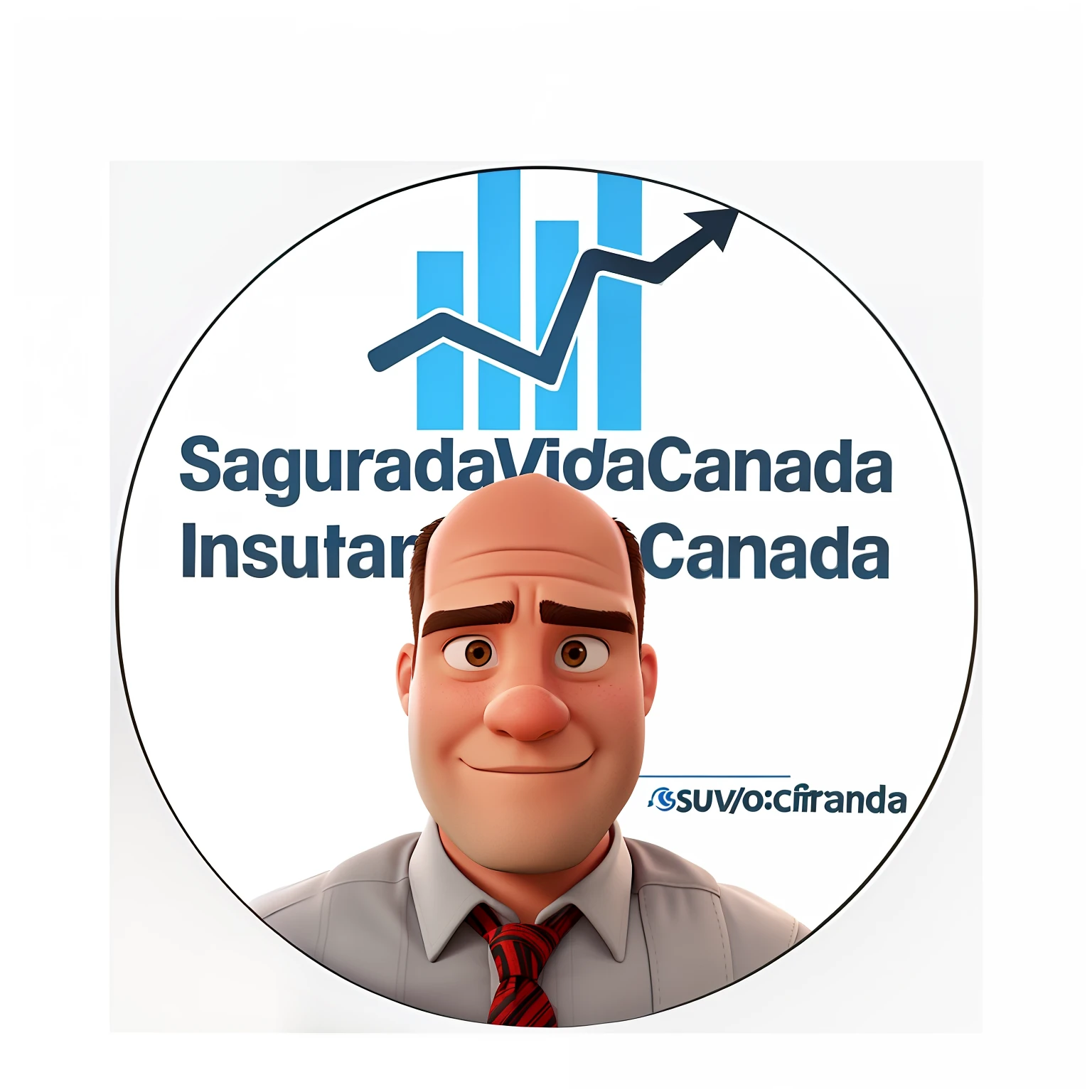 Strong man with very short hair, in front a logo writing SegurodeVidaCanada and InsuranceLifeCanada