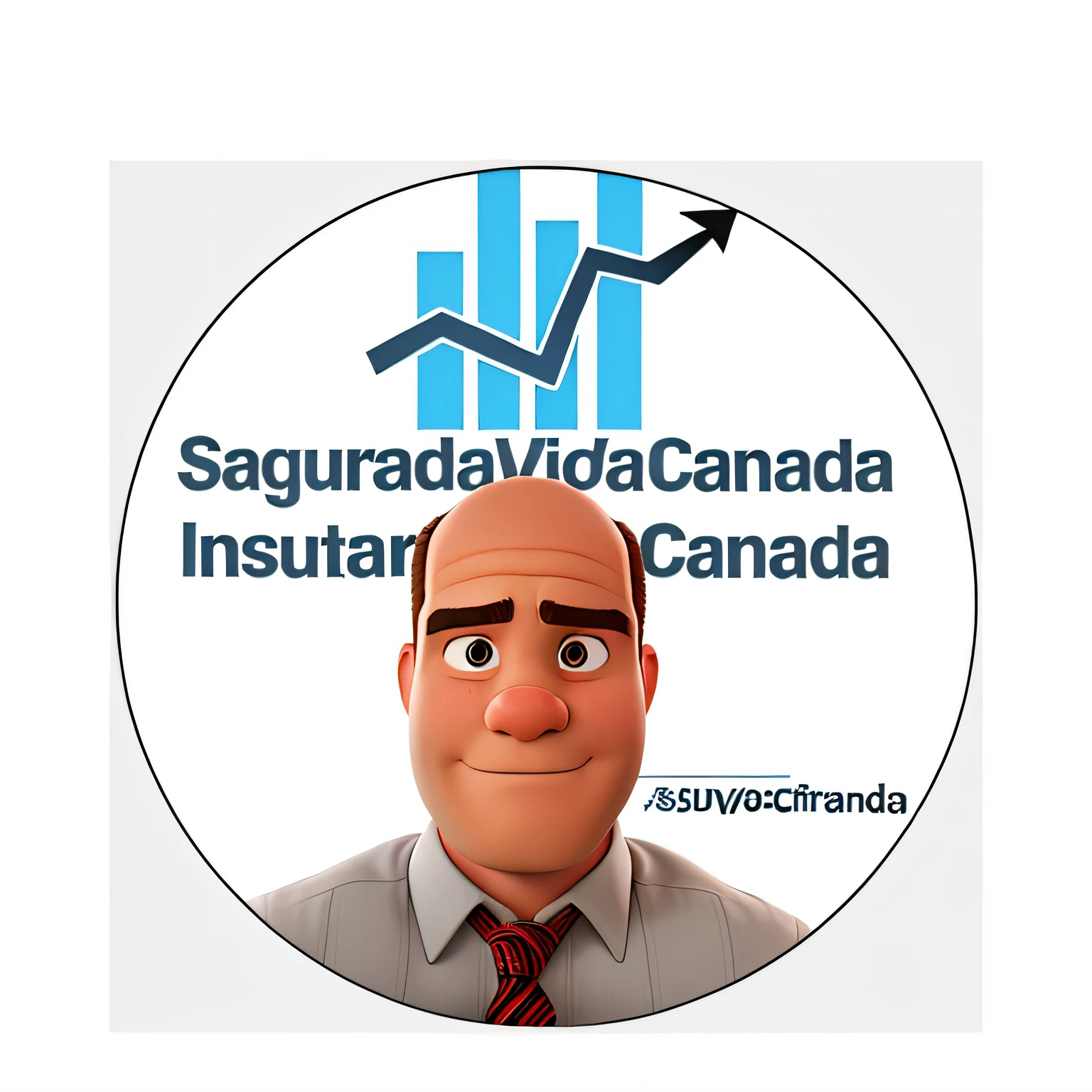 Strong man with very short hair, in front a logo writing SegurodeVidaCanada and InsuranceLifeCanada