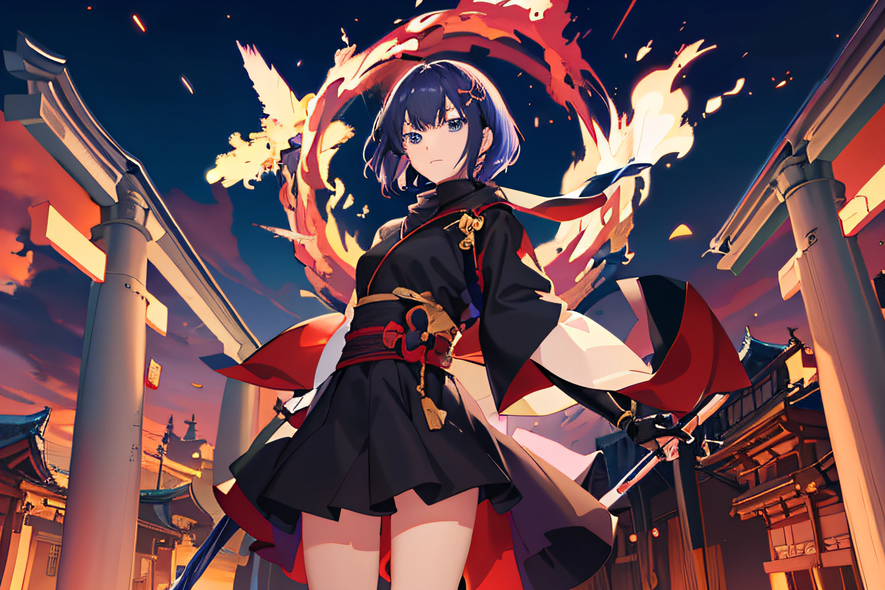Anime girl with sword and cloak standing in front of a building, anime style 4 k, badass anime 8 K, best anime 4k konachan wallpaper, Anime art wallpaper 8k, anime art wallpaper 4k, anime art wallpaper 4k, anime wallpaper 4 k, anime wallpaper 4k, 4k anime wallpaper, anime girl with a bow and arrow