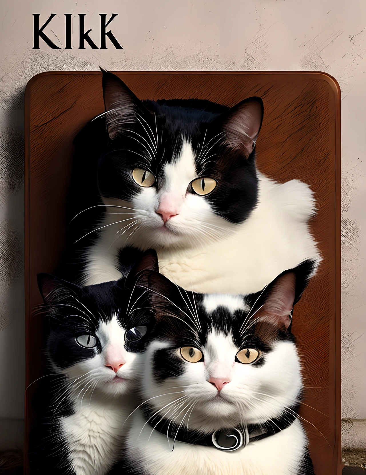 Disney Pixar movie poster with the title "Kiki" with a black and white tuxedo cat that has a tip of one ear missing and is sleeping.