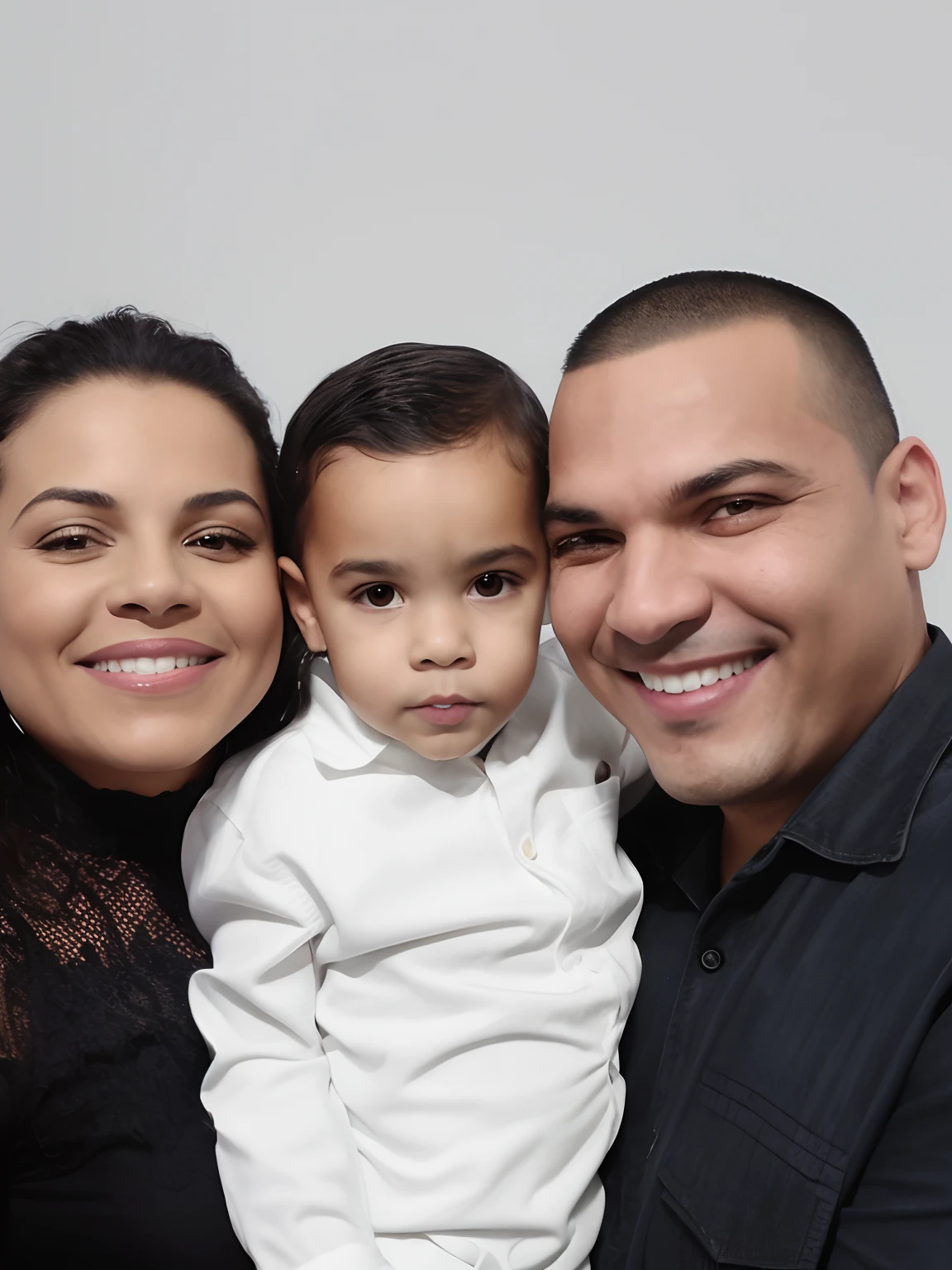 Smiling family posing for a photo in front of a white wall, marido esposa e filho, imagem de perfil, Ronaldo Luis Nazario da Lima, Jose Miguel Romano Francisca, Ronaldo Luis Nazario de Lima, Ronaldo Nazario, Ronaldo Nazario Fenomeno, david rios ferreira, Happy family, mateus 9 5, 3 5 year brazilian mother, foto do perfil