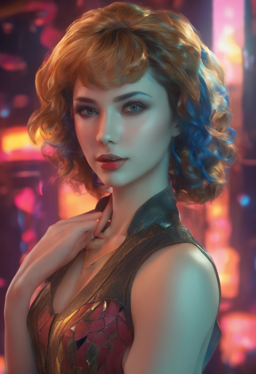 The woman, NSFW, (full bodyesbian: 1.5), makeup, Thick hair, blue eyes, Inspired by the future, Time Machine, Teleportation, high detail, UHD 4K, 8k текстур, RTX, illumination, Eye piercing, reflection, Detailed background, Detailed Tracking, fine details