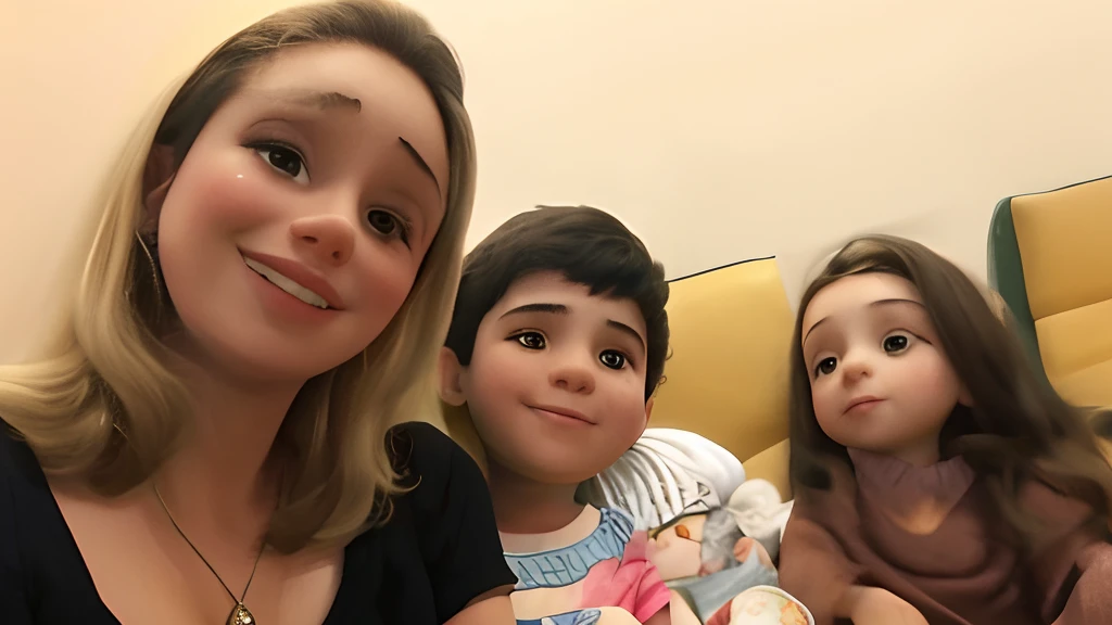 there are three children sitting on a couch with a woman, by Nándor Katona, in sao paulo, caroline gariba, by Maria Helena Vieira da Silva, 3 5 year brazilian mother, by Amelia Peláez, malika favre, profile image, by Almeida Júnior, at home, fernanda suarez