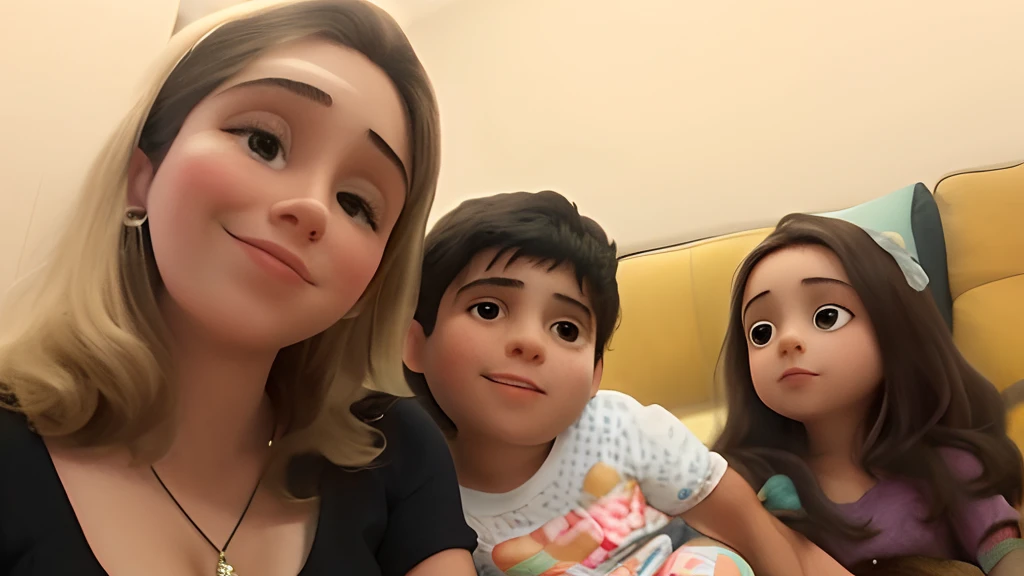 there are three children sitting on a couch with a woman, by Nándor Katona, in sao paulo, caroline gariba, by Maria Helena Vieira da Silva, 3 5 year brazilian mother, by Amelia Peláez, malika favre, profile image, by Almeida Júnior, at home, fernanda suarez
