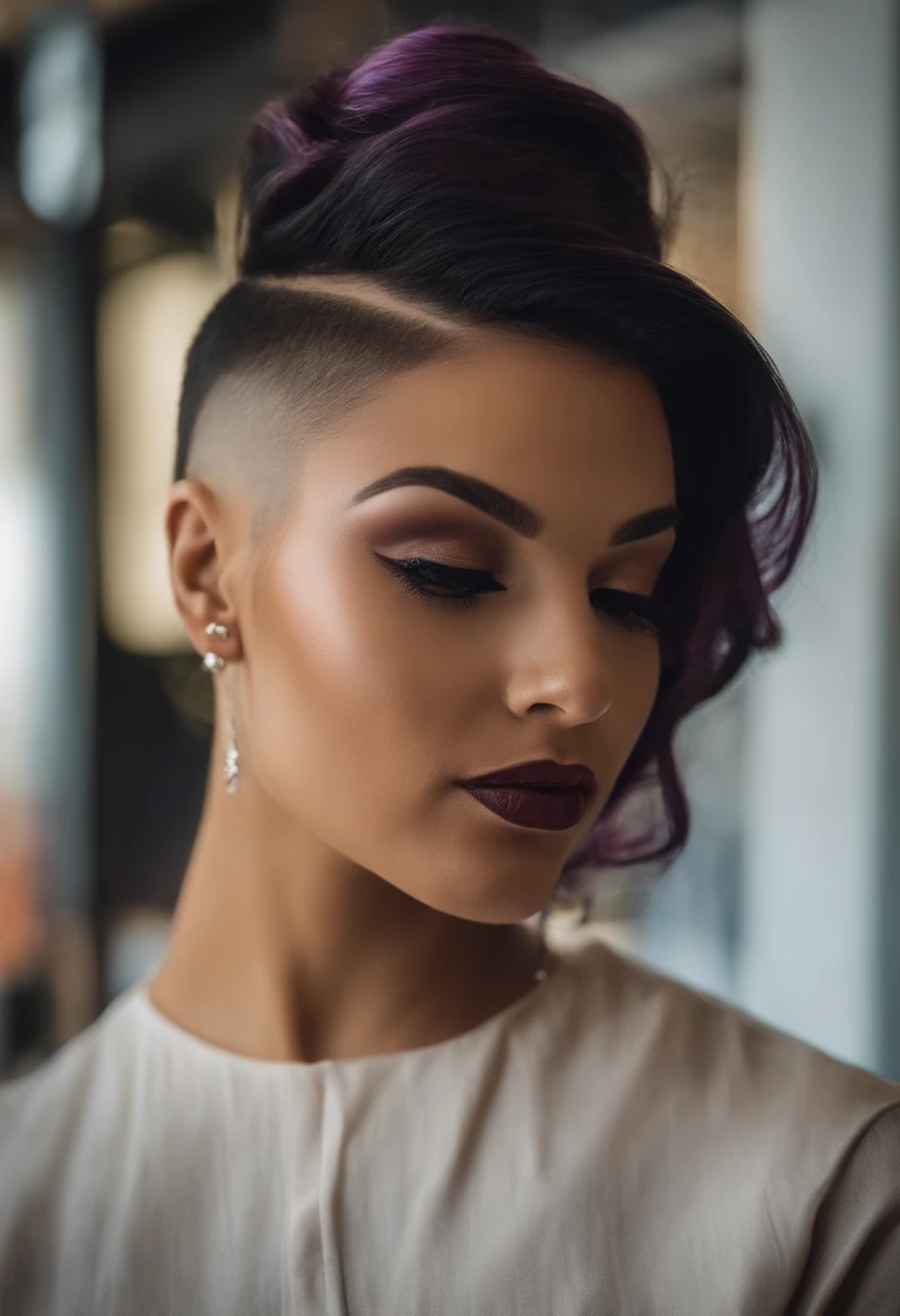 FOTO DE UMA BARBEARIA BEM MODERNA E REALISTA COM VARIOS CLIENTES