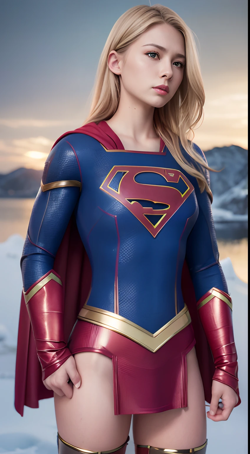1girl in, Beautiful Swedish woman,((Supergirl Suit)), superman logo, Slim body,full-shot, Standing Pose, looking at the viewers,Landscapes of Sweden,snowscape,Foggy,细致背景,Photorealsitic、a picture、masterpiece、reallistic、真实感、photorealisim、High contrast、Photorealistic Art Station Trending Digital Art 8k HD High Definition and Detailed Realistic, detaileds, Skin Texture, ultra-detailliert, realistic skin textures, armature, top-quality, 超A high resolution, (Photorealsitic:1.4),, hight resolution, detaileds, Raw foto, Sharp Re, Nikon D850 Film Stock Photo by Lee Jefferies 4 Kodak Portra 400 Camera F1.6 lenses rich colors hyper realistic lifelike textures dramatic lighting unreal engine artstation trends synestil 800,
