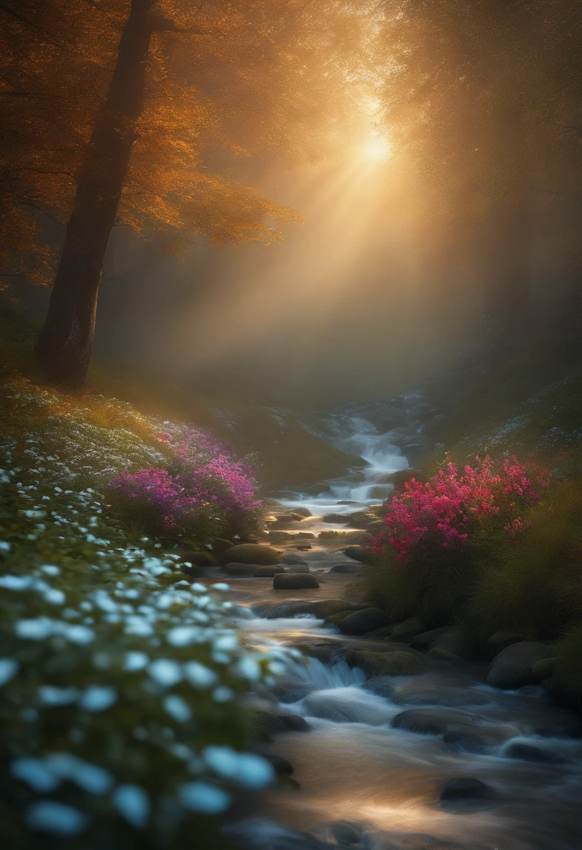 master part, best quality, (Muito detalhado CG unidade 8k papel de parede) (best quality), (best illustration), (Melhores Sombras) Natureza', mar azul,Delicate Leaves Petals of Various Colors Falling in the Air Light Tracking, super detalhado