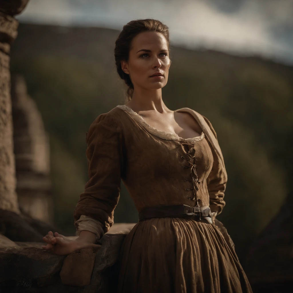 (((Masterpiece, highest quality, high definition, high detail)))), Lara croft if she lived during the 1700s. Hot, sexy, tomb raider, the 1700s she has the same style as tomb raider nowadays, but she is using the 1700s clothing. Beautiful, form fitting, fit, 8k, high-quality, historically accurate, full body shot. Make sure she is only wearing clothes that would be found during the 1700s. Have her wear 1700s clothes, but keep her sense of style.