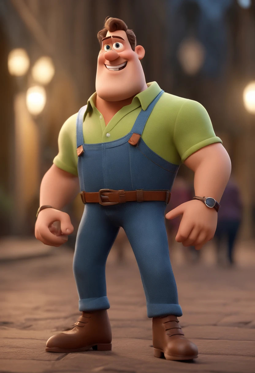 Cartoon character of a man without glasses and a blue shirt, com barba grande grossa e cheia, um personagem animado, Caractere estilizado, animation style rendering, 3D estilizado, Arnold Maya render, 3 d render stylized, toon render keyshot, Personagem 3D, Personagem 3D, 3d rendering stylized, 3 d character render, personagem de desenho animado, Personagem de close up, Pose de personagem, (Estilo Pixar) (master part:1.2) (Bokeh) (best quality) (pele detalhada) (textura detalhada) (8k) (argila) (Cinematic lighting) (foco nítido，Senta e vaza a parte superior do corpo