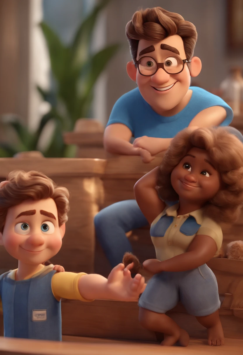 Cartoon character of a man without glasses and a blue shirt, com barba grande grossa e cheia, um personagem animado, Caractere estilizado, animation style rendering, 3D estilizado, Arnold Maya render, 3 d render stylized, toon render keyshot, Personagem 3D, Personagem 3D, 3d rendering stylized, 3 d character render, personagem de desenho animado, Personagem de close up, Pose de personagem, (Estilo Pixar) (master part:1.2) (Bokeh) (best quality) (pele detalhada) (textura detalhada) (8k) (argila) (Cinematic lighting) (foco nítido,Senta e vaza a parte superior do corpo