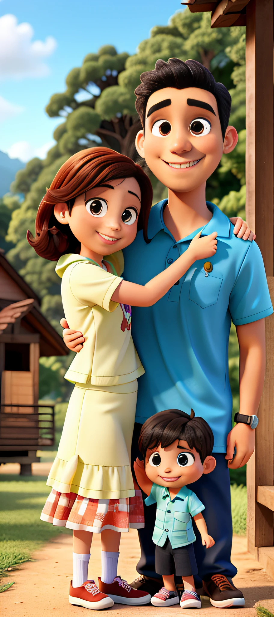 A happy family, com a natureza de fundo