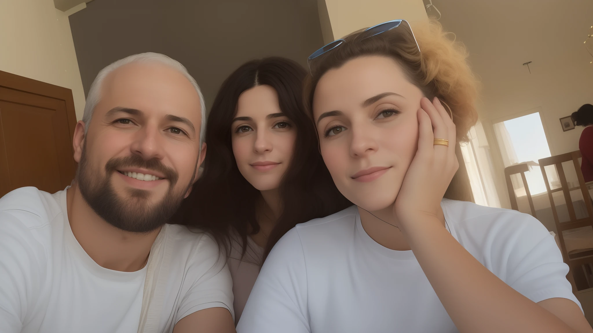 they are sitting at a table with a plate of food, imagem de perfil, Retrato de duas pessoas, Thomas Anthony e Malika Favre, momma and papa, taken in the early 2020s, retrato de casal, lovingly looking at camera, com verruga, foto do perfil, retrato de casais, Millaise e Greg Rutkowski