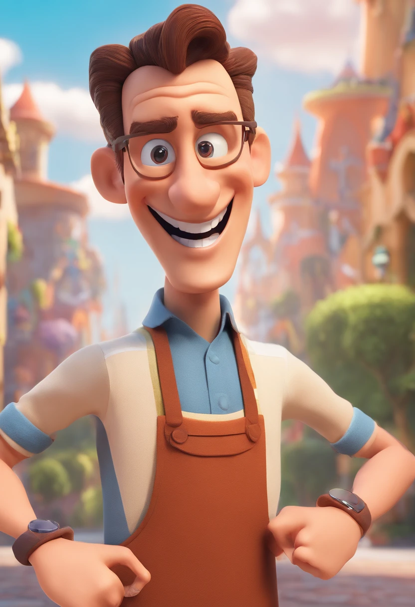 Smiling Man Illustration, sorriso insano, Homem de pele marrom com um sorriso gigante, happily smiling at the camera, sorriso atrevido, he's smiling, sorriso muito grande, Macho sorridente, foto de perfil headshot, rindo sorriso enorme, desenhando no estilo de Arte 3D, c4d, fundo de cor branco puro, estilo disney, estilo pixar render ilustracao Super Detalhe, 8k
