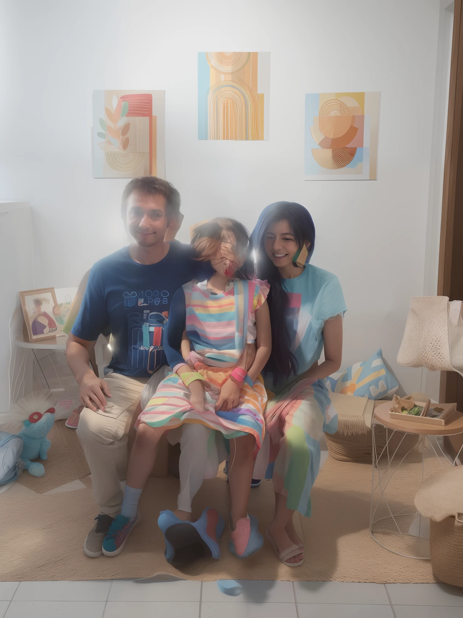 There are two people and a child sitting on a bench, imagem interna, mid portrait, fotografia de perfil, vencedor do concurso, Happy family, imagem de perfil, Em casa, fotografia, Family photo, comissionado, facebook post, 4 k post, Postagem 4k, fotografia descoberta, Capturado no iPhone, coluna, Directed by: Nandor Soldier, Imagem, fotografia do perfil