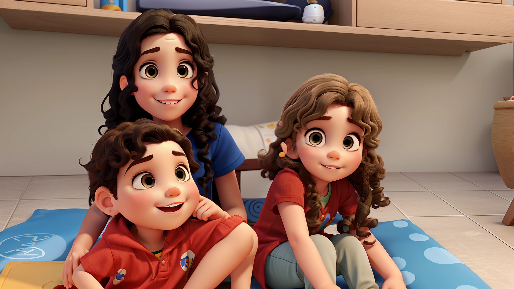 7 Months Small Hair Blonde Girl Curly Hair 2 Years Dark Hair Girl 4 Years, Disney pixar |