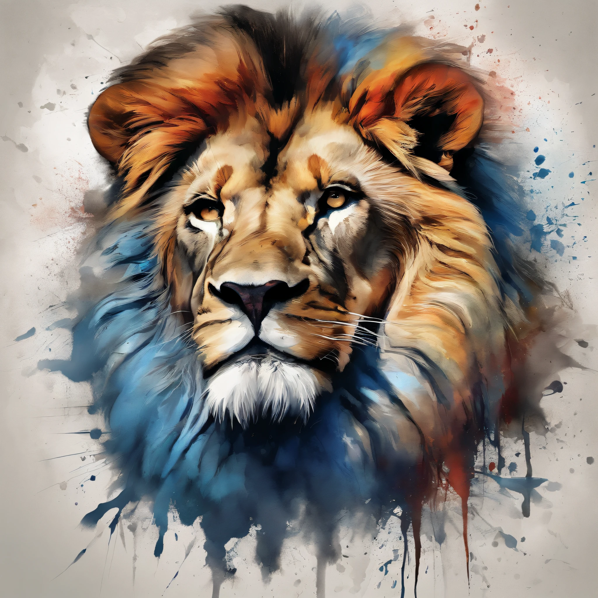3D Puzzles , Beleza-Looks , adult lion, Ogiva explosiva, Partes, embutido no rosto, transitory, inspirado em Igor Morski, dramatic art, photo manipulation, photo manipulation, Decair,, explosion of data fragments, Hm, Arte Oficial, Detalhes inacreditavelmente altos, Photoshop Arte, Rauscheffekt, azul escuro
