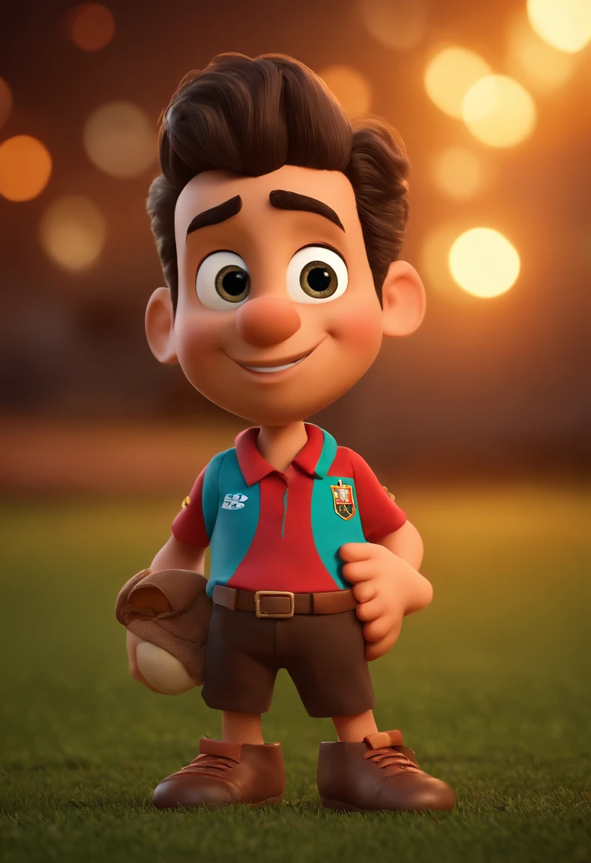 Garoto loiro, estilo disney, tom de pele: claro:  Cabelo: loiro, liso, curto, penteado para o lado direito. camisa: Fluminense, futebol. Fundo: fireworks, Comemorando, Hands raised, sorrindo, feliz, (estilo pixar) (obra-prima:1.2) (bokeh) (melhor qualidade) (pele detalhada) (textura detalhada) (8k) (claymation) (cinematic lighthing) (foco nítido