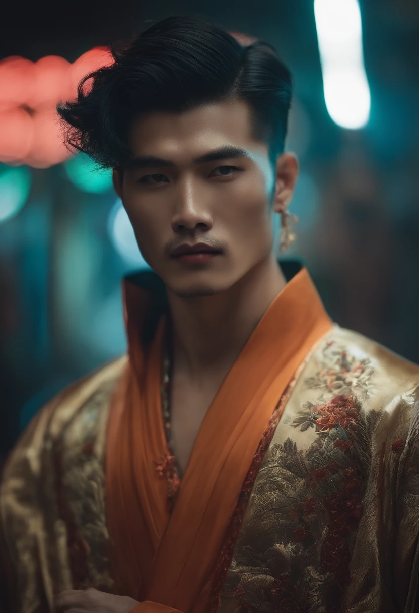 Homens, Chinese style, longos cabelos brancos, Cyberpunk, roupas vintage, disco Rigido, Mecha, corpo inteiro,