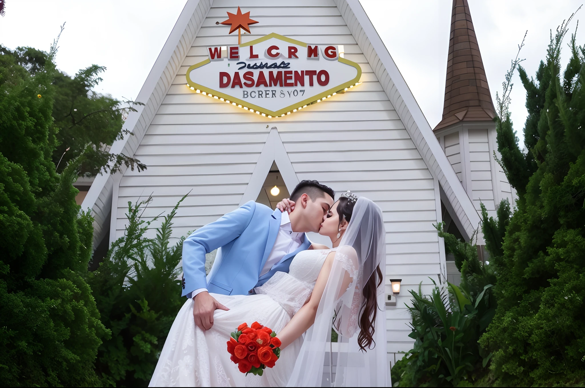 noivos se beijando em frente a uma placa de boas-vindas em um casamento, foto do casamento, Directed by: Matt Cavotta, Directed by: Rhea Carmi, casamento, Directed by: Joy Garnett, casal se beijando, Directed by: Dan Luvisi, Directed by: Dennis Ashbaugh, Beijar, fotografia de casamento, Directed by: Juan O'Gorman, fotografia de casamento profissional, with neon signs, Directed by: Gwen Barnard