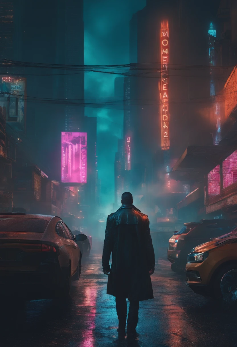 homem forte, Looking like a modified hero in a cyberpunk-style city