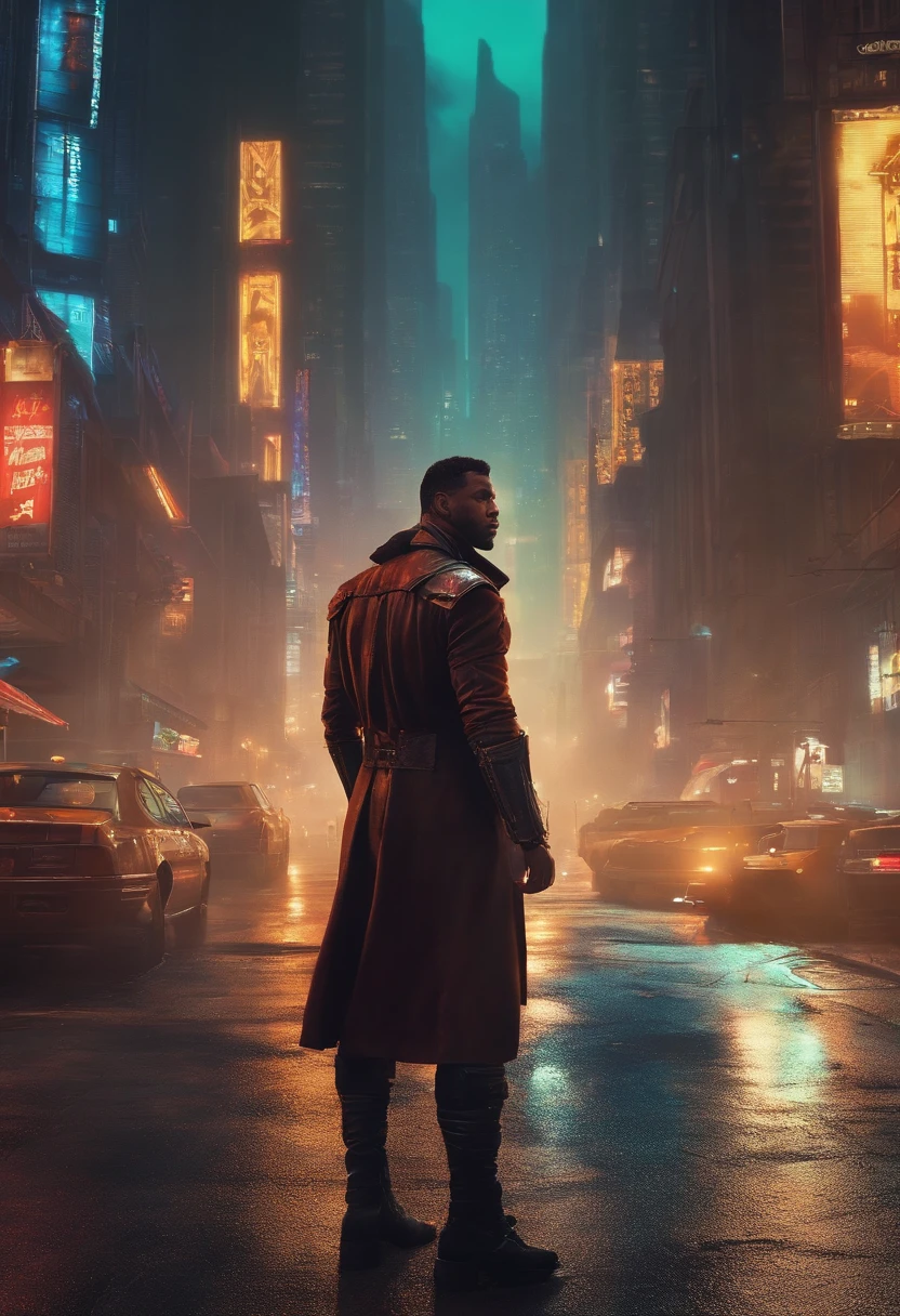 homem forte, Looking like a modified hero in a cyberpunk-style city