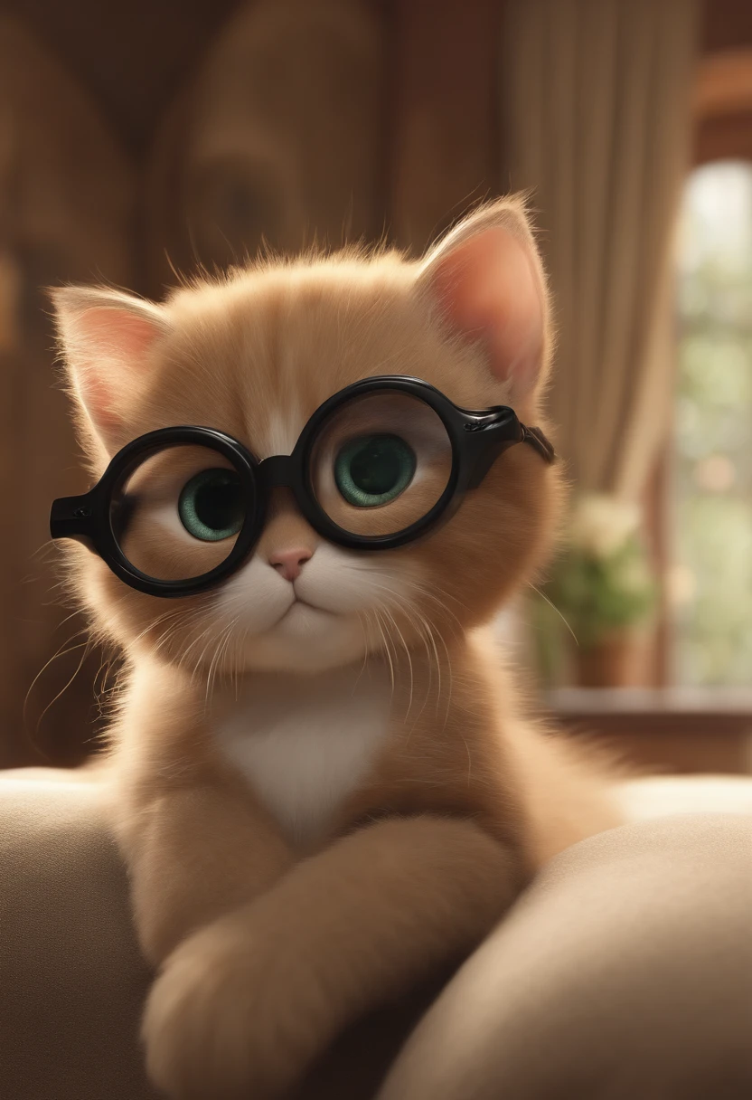 "(best quality,ultra-detalhado,Realistic:1.37),3D rendering,illustration,design de personagens,cabelos longos e ondulados loiros , belos olhos castanhos ,Estilo Pixar,morena mulher, com um gato preto claro com olhos verdes ,expression joyful"