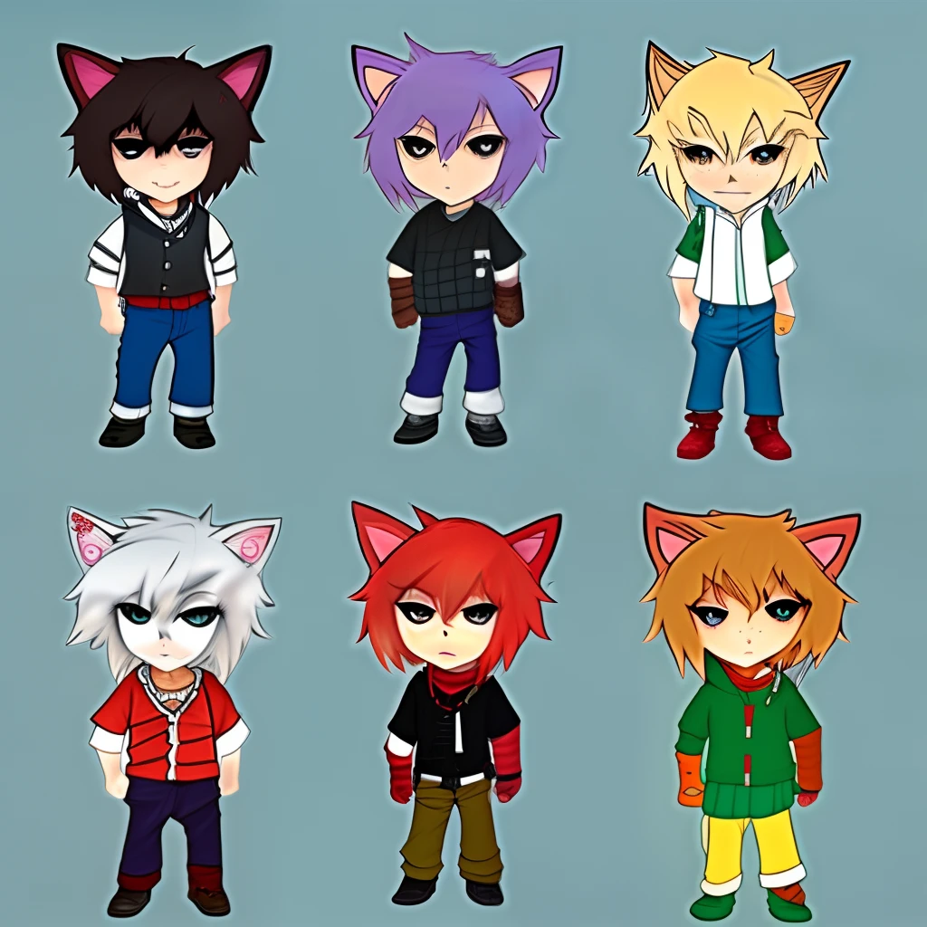 slightly bloody anime chibi cat boy adoptable character sheet