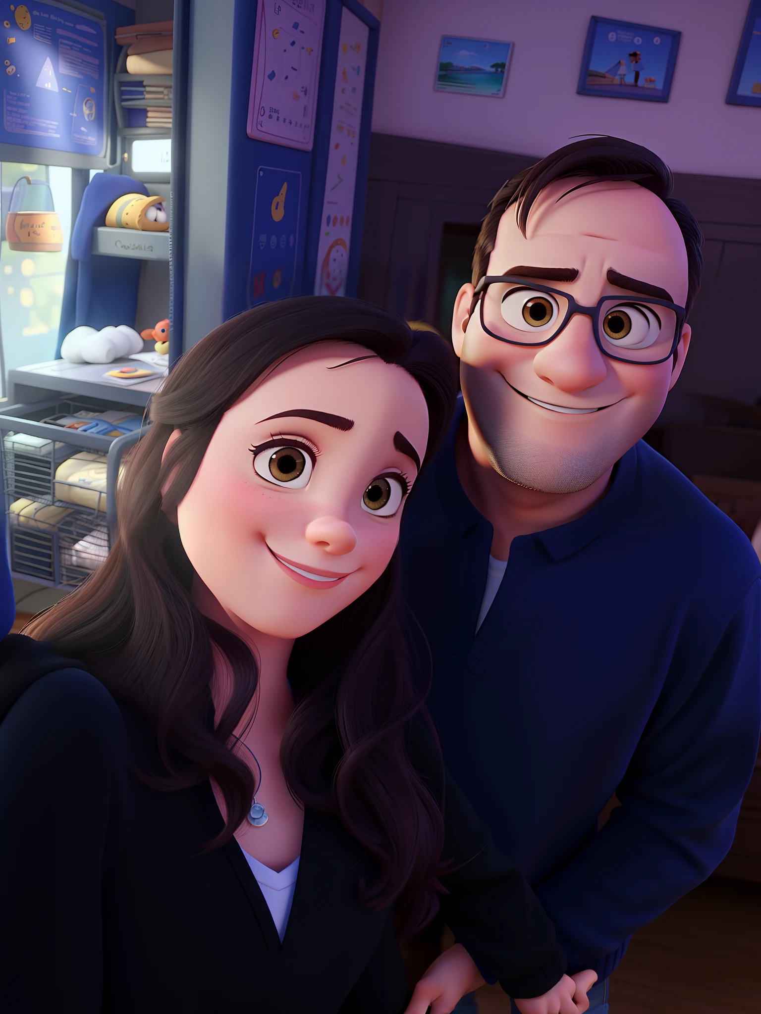 Casal no estilo Disney Pixar, alta qualidade, melhor qualidade.