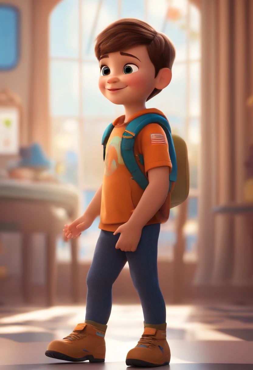 a happy cute ??? standing short hair, vestindo uma fantasia espacial, , fundo branco, barnet, Tom, Estilo Pixar, ....3d, desenhos animados, rosto detalhado, asymmetrical 16k